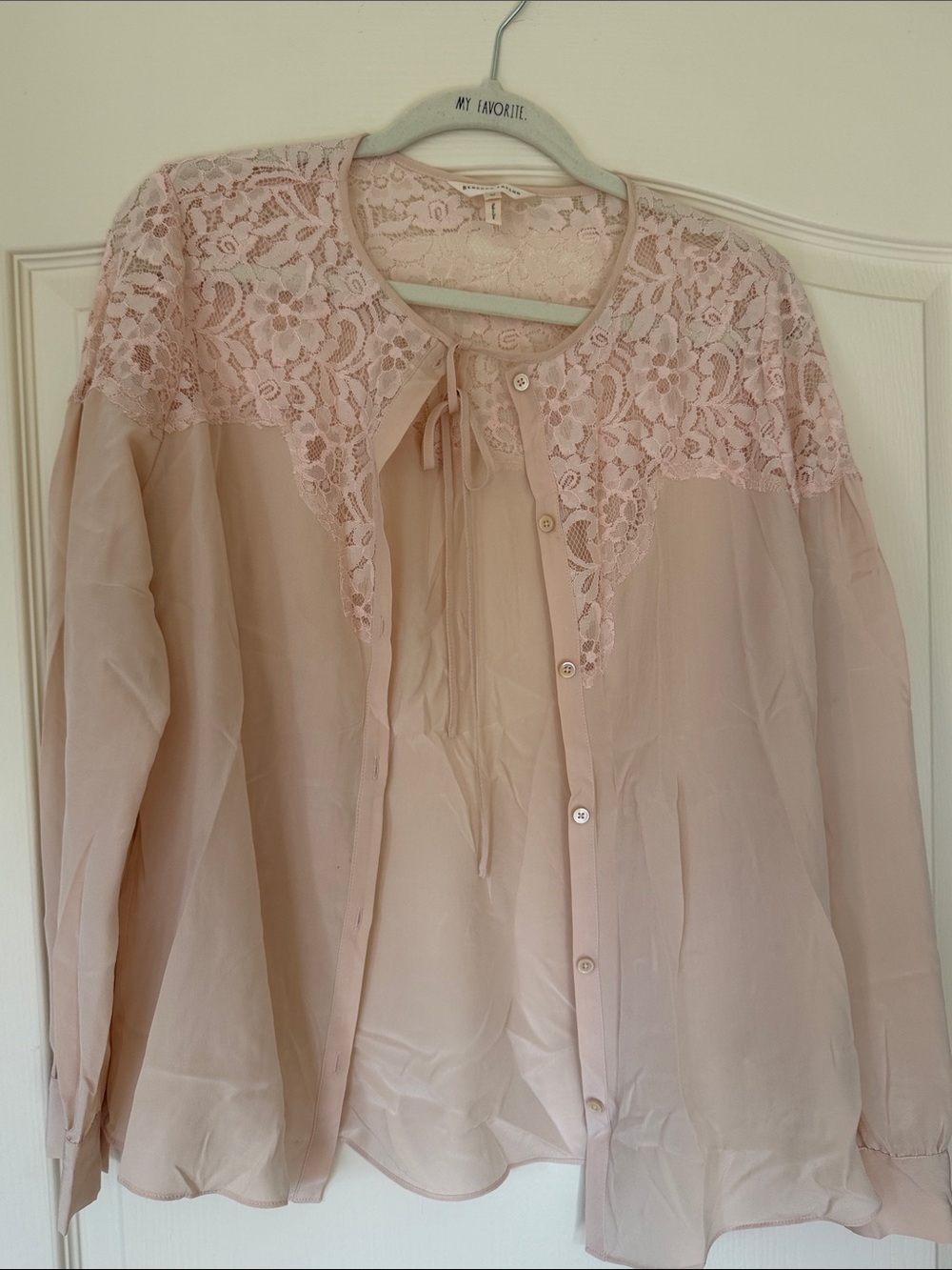 Rebecca Taylor Lace Yoke Button-Front Women's Top